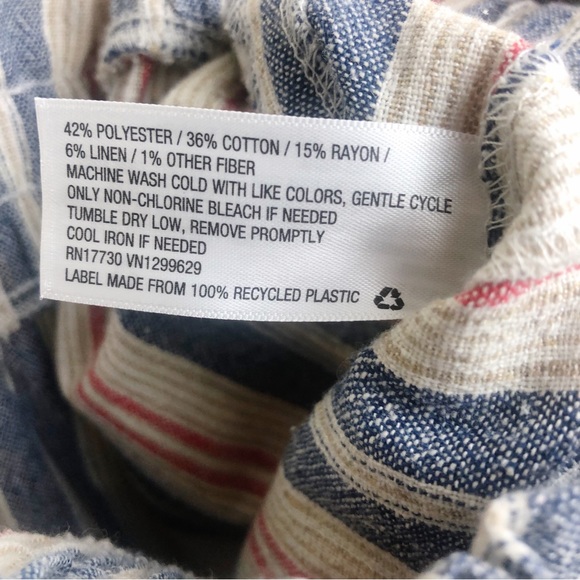 Knox Rose Paperbag Pants Elastic Tie Waist High Rise Boho Stripes Size Small - Picture 8 of 9